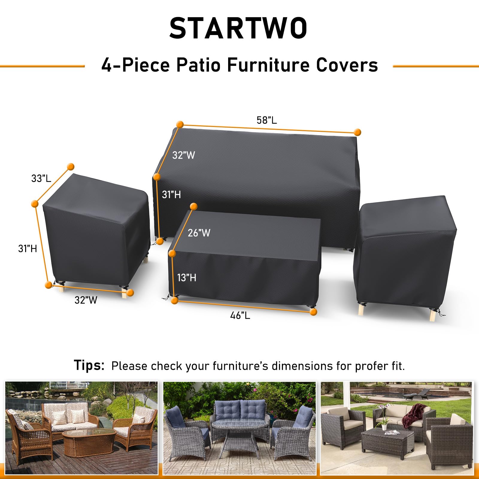 STARTWO chair cover 33in shields chairs from dirt and UV damage.