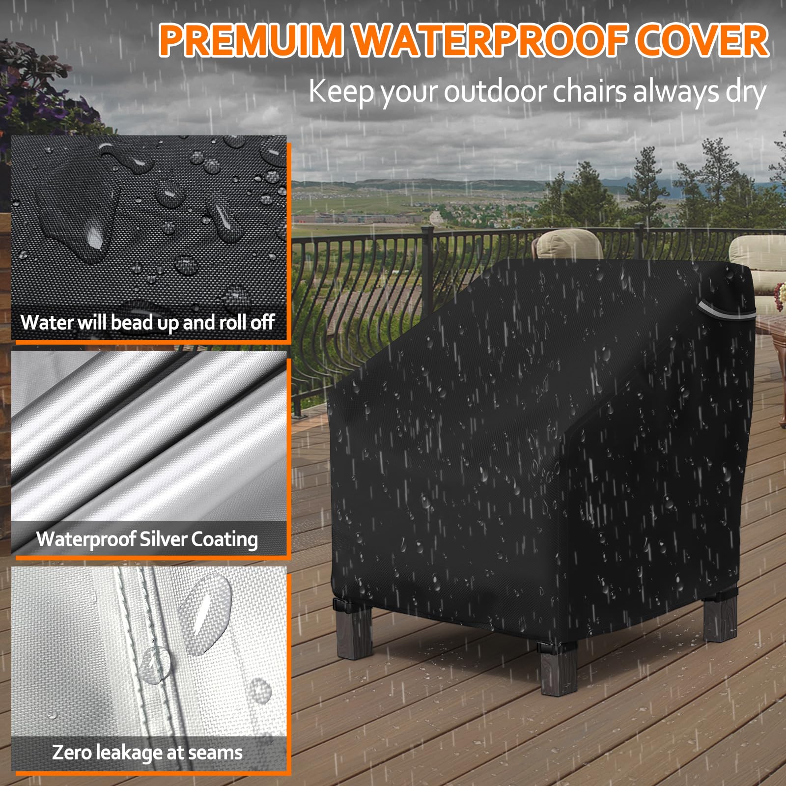 STARTWO chair cover uses adjustable cord lock for a snug fit in windy weather.