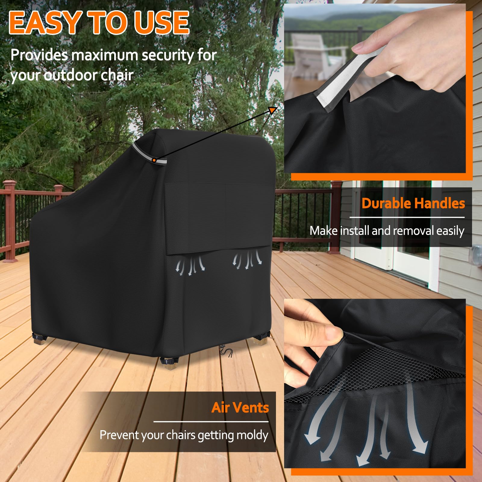 STARTWO cover fits chairs up to 32W x 37D x 36H for versatility.