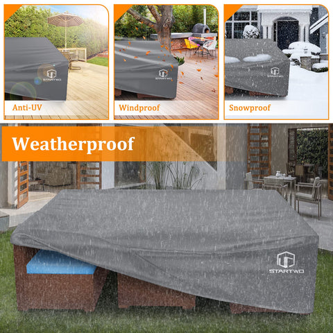 STARTWO 7-12 piece sofa set protection against rain, sun, and debris.