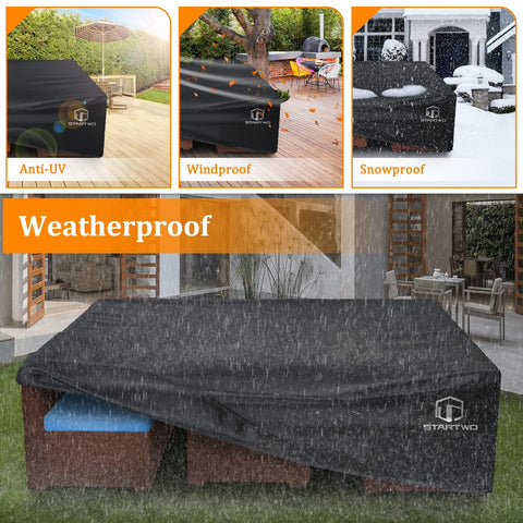 STARTWO patio cover full coverage protects against rain, snow, debris.