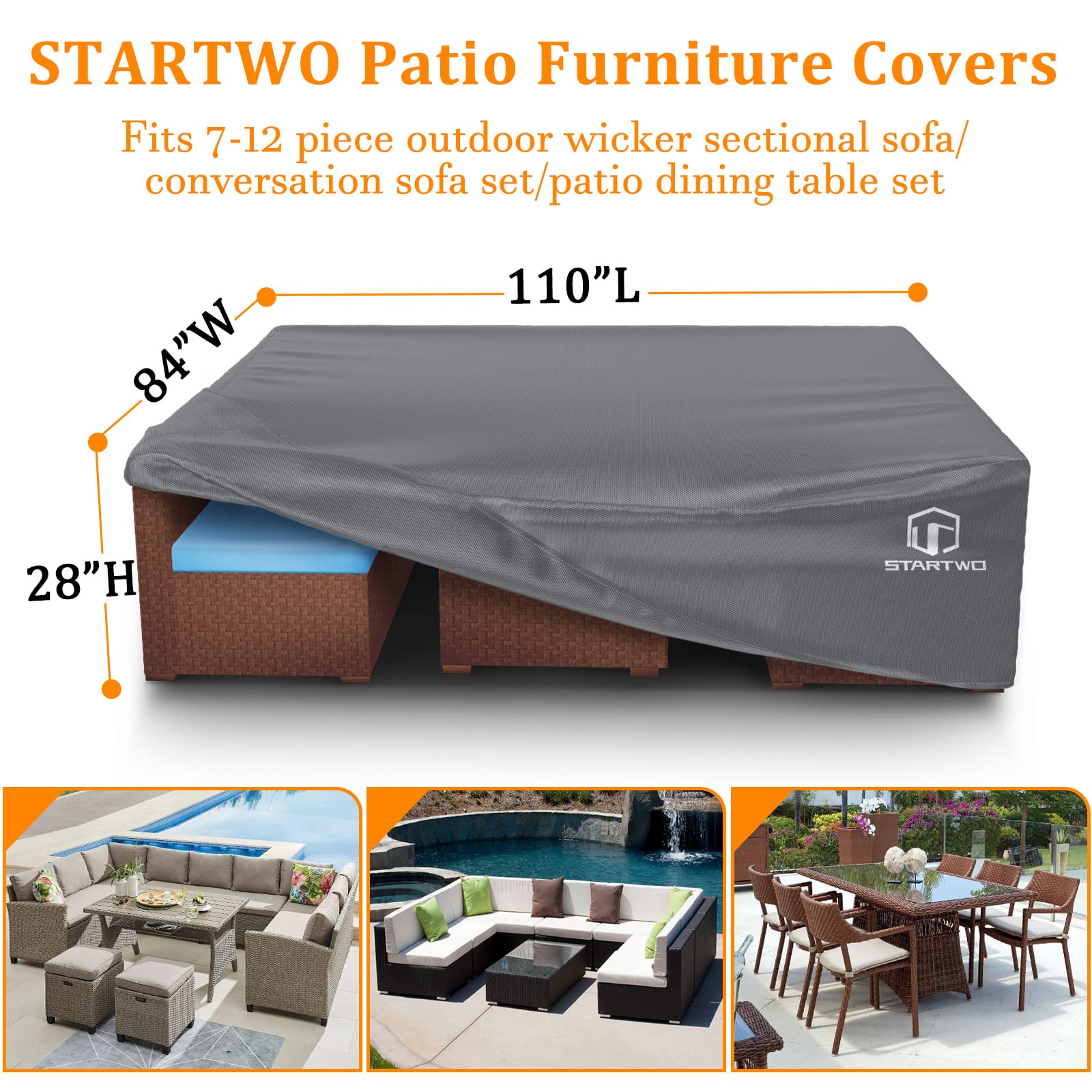 STARTWO heavy-duty Oxford fabric resists sun and tears to extend life.