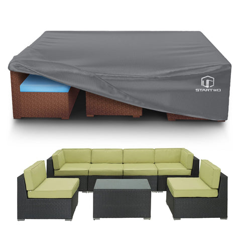 STARTWO patio cover on a sectional sofa providing full outdoor protection