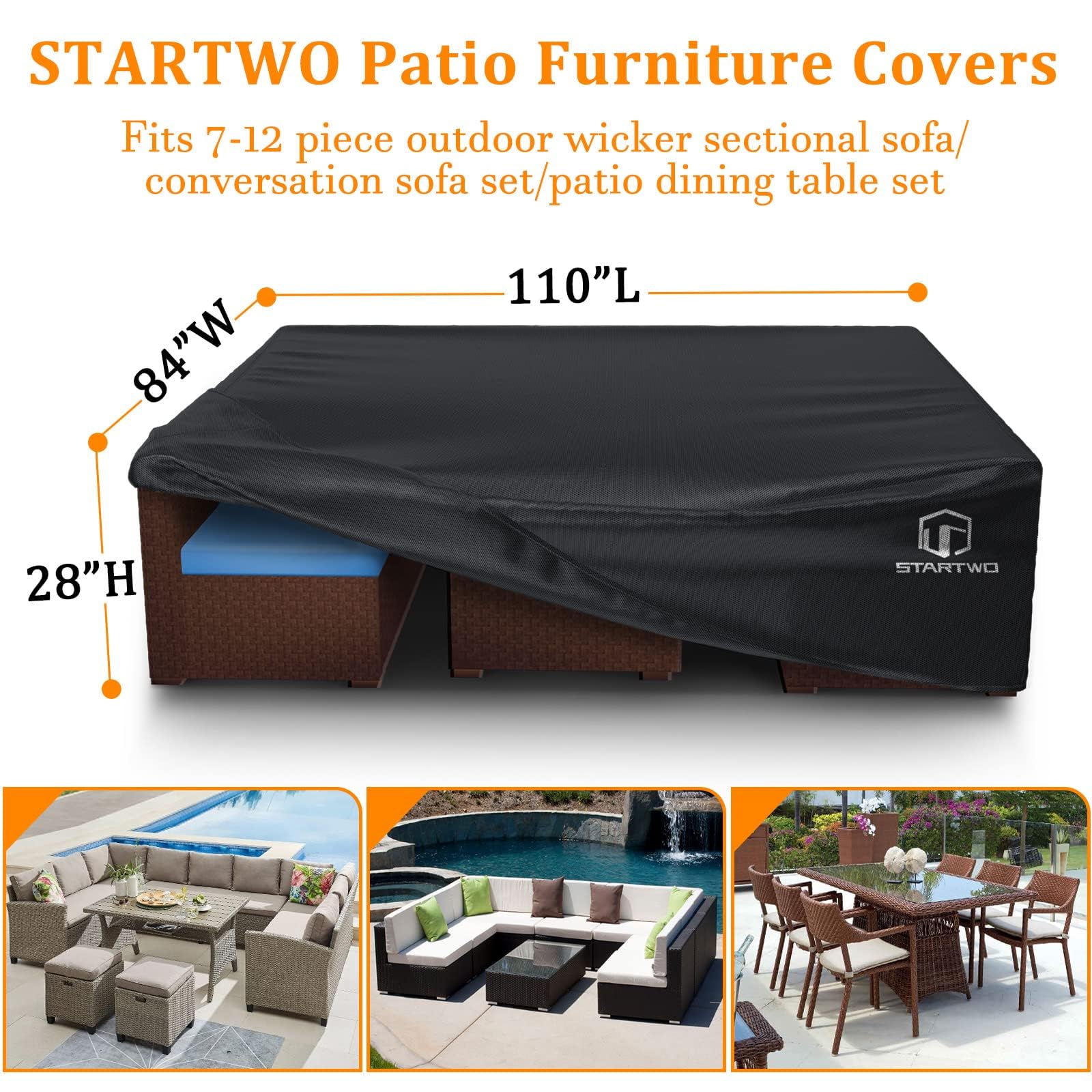 STARTWO patio cover UV protection shields furniture from sun damage.