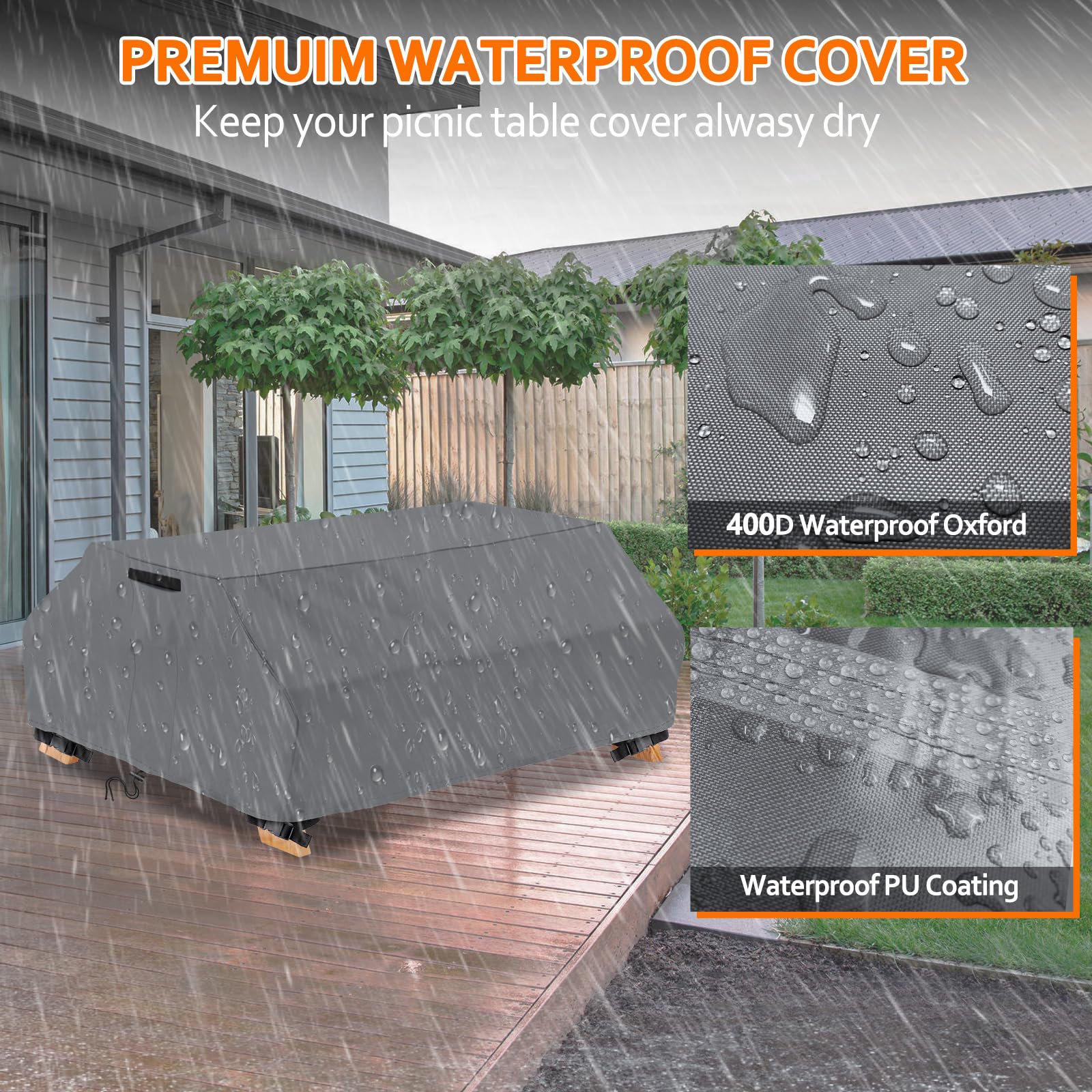 STARTWO windproof cover with secure ties on 6 ft table.