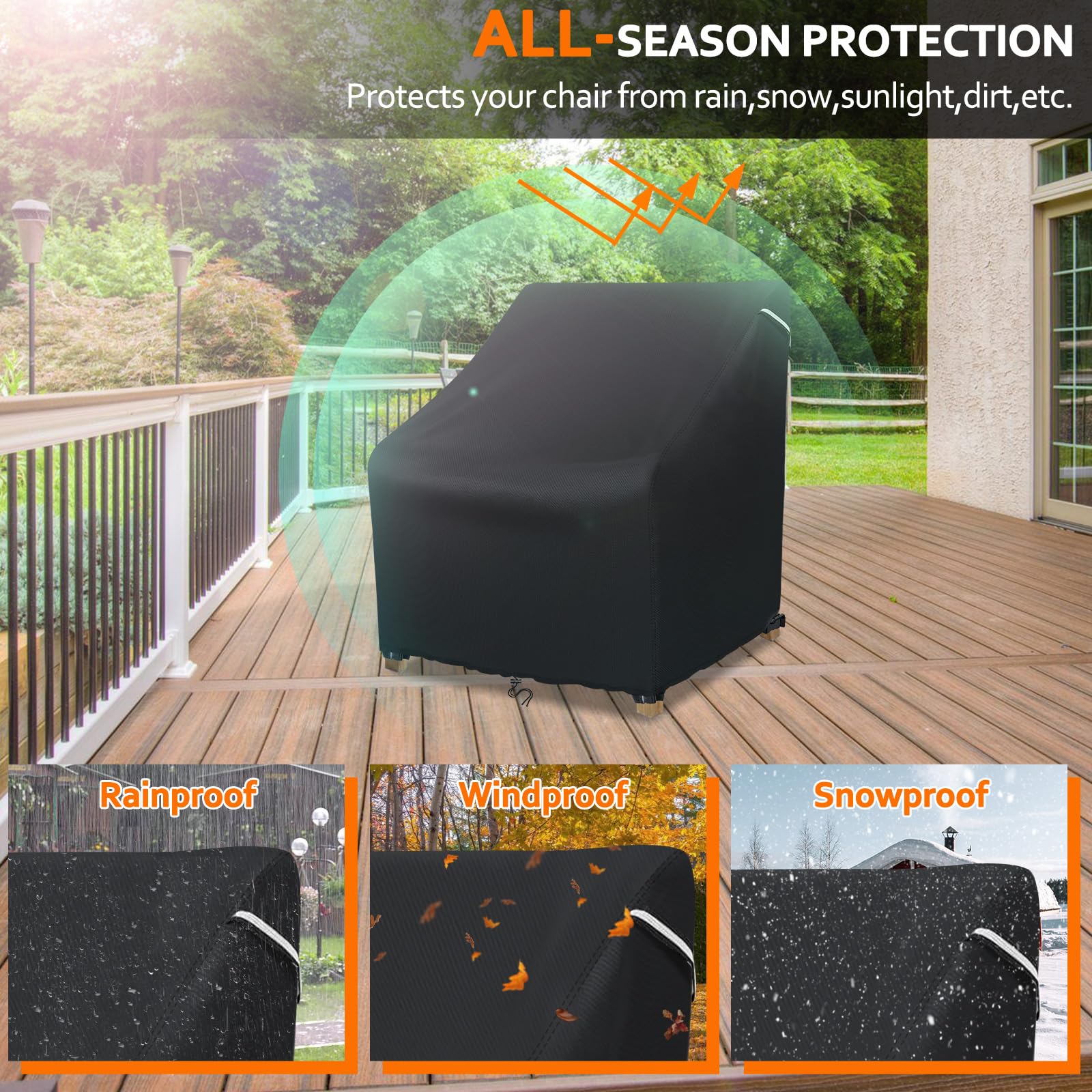 STARTWO outdoor chair cover shields from sun, rain, dirt, and snow.