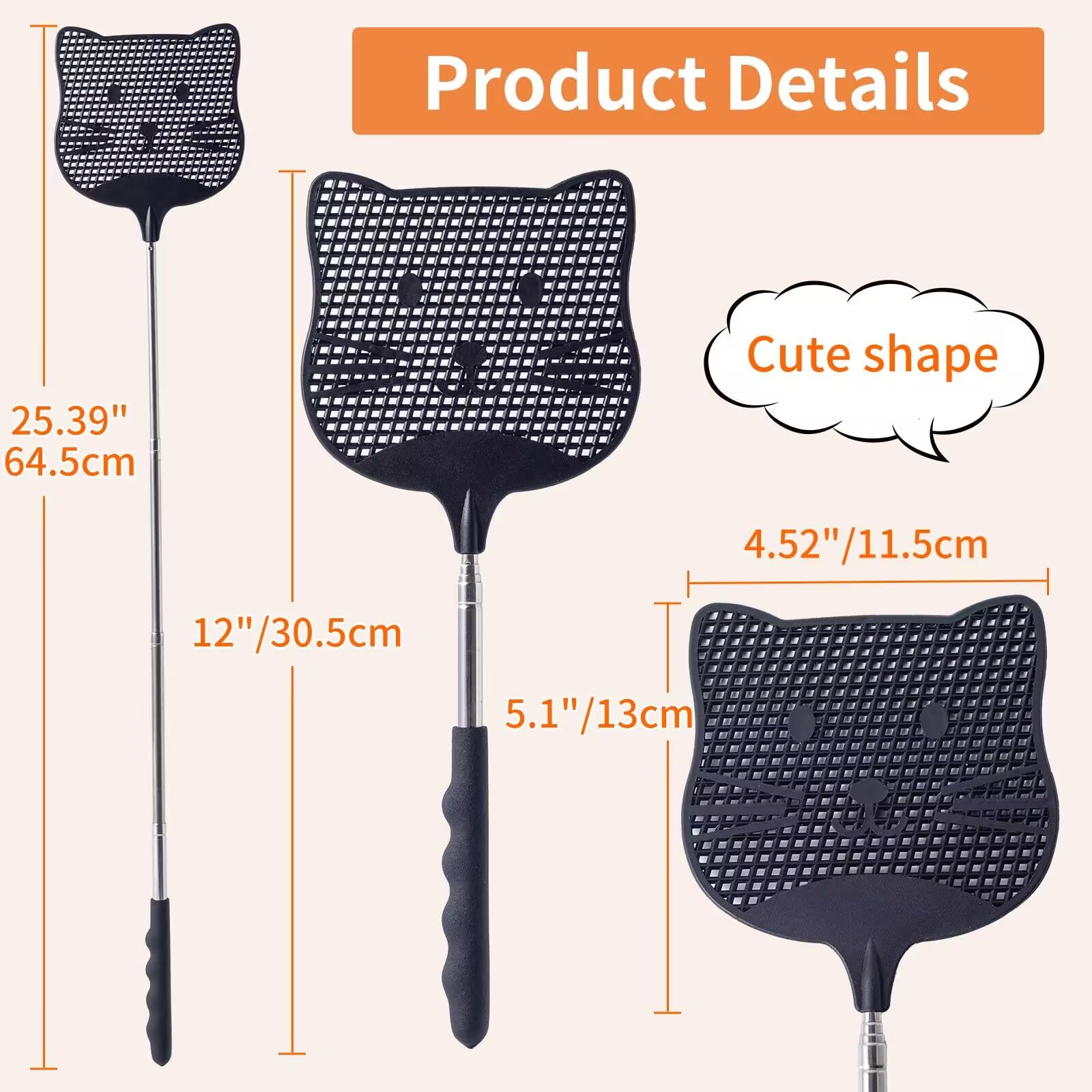 Staruby 25-inch extendable fly swatter with stainless steel handle to reach high spots.