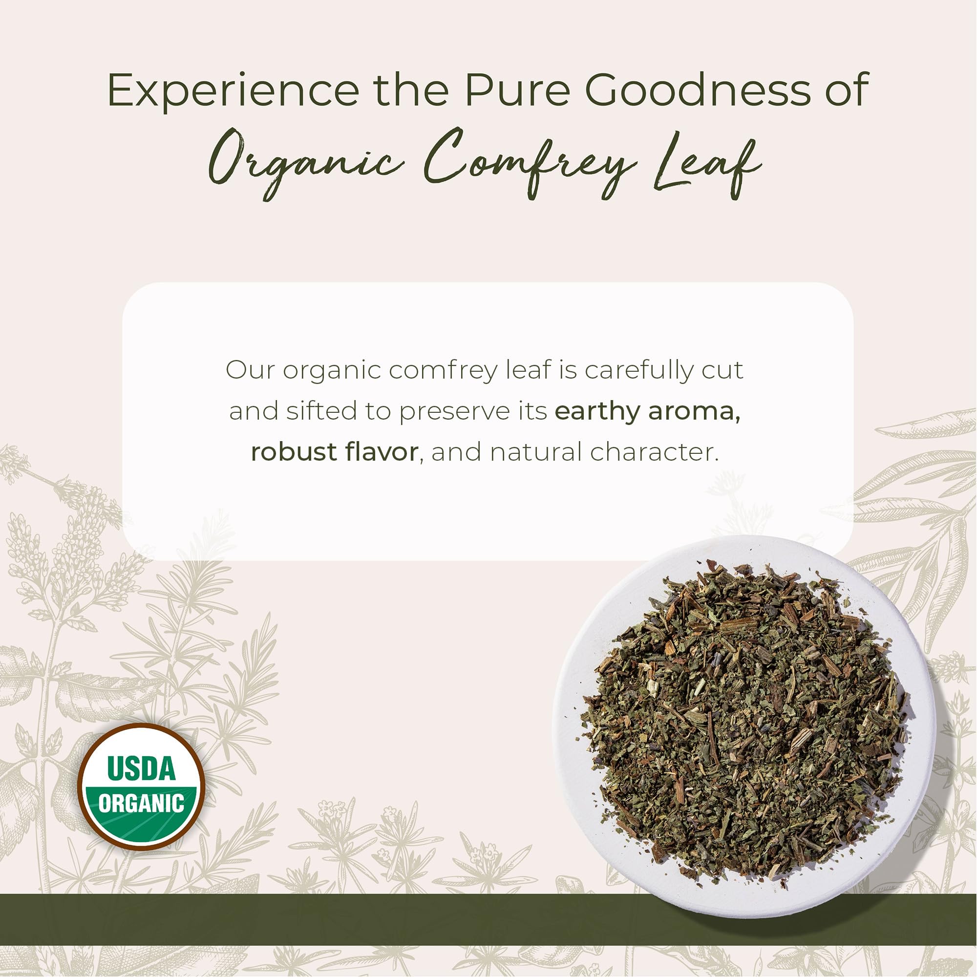 Starwest Botanicals comfrey leaf closeup texture highlights natural fibers ideal for topical blends