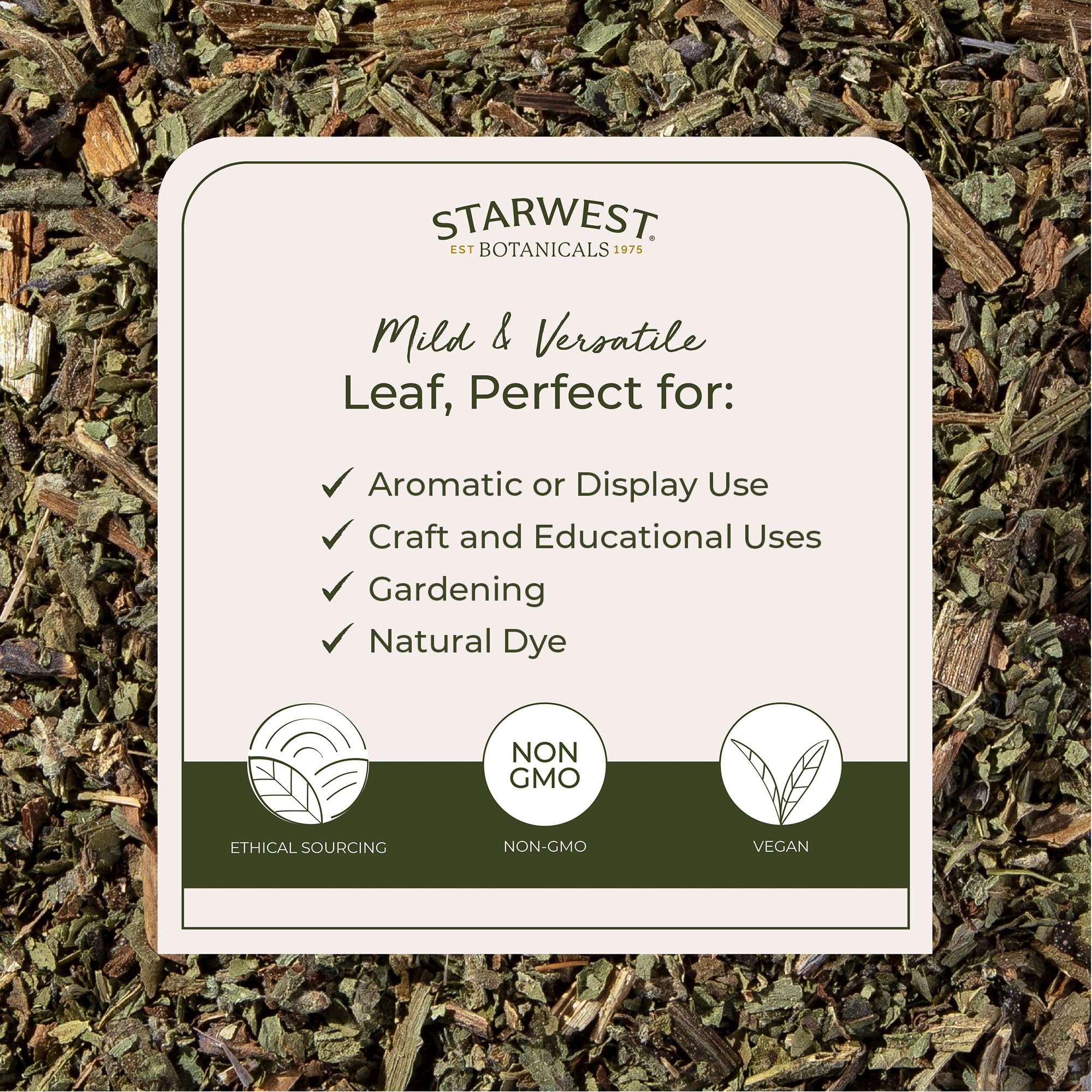 Organic and Kosher Starwest comfrey leaf label on packaging