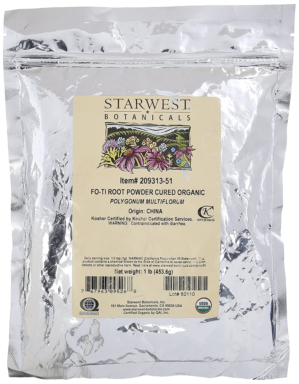 Starwest Botanicals Fo-Ti powder in bag for easy blending into smoothies