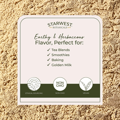 Kosher-certified Starwest Ashwagandha powder ideal for smoothies.
