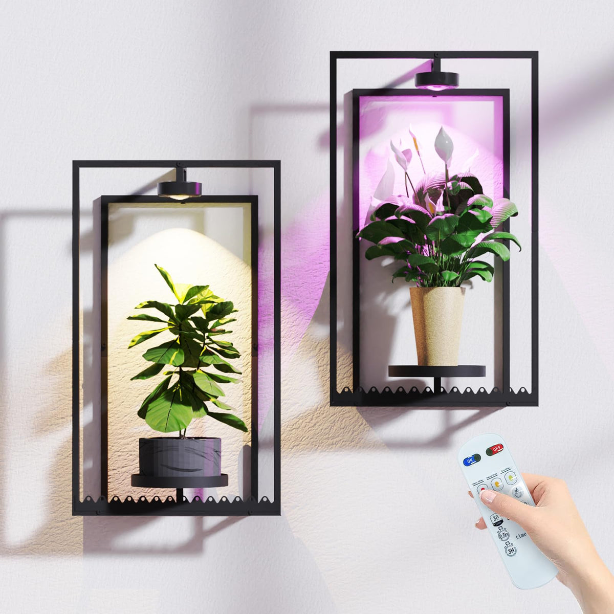 Starxing wall plant shelf with grow lights displaying a space-saving wall garden.