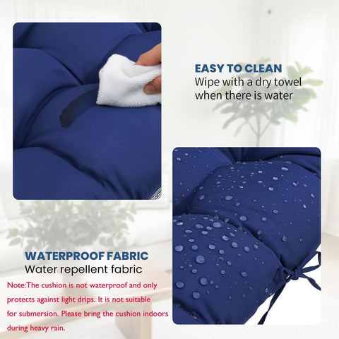 Stayden blue egg chair cushion on hammock, cozy outdoor lounging.