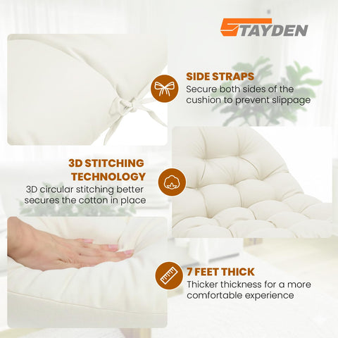 STAYDEN Egg Chair Cushion close-up fabric texture and stitching detail.