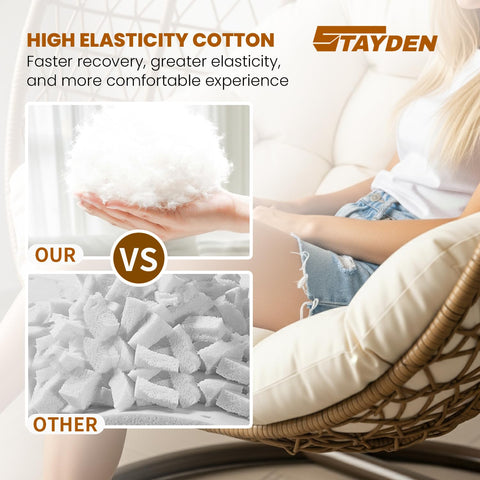STAYDEN Egg Chair Cushion on outdoor hammock setup for relaxing moments.
