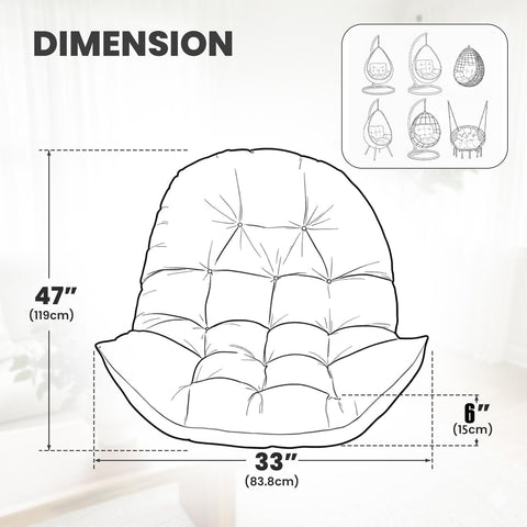 STAYDEN egg chair cushion on hammock highlighting secure fit with straps