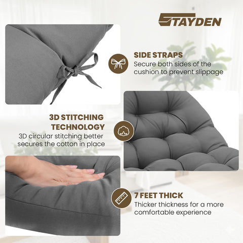 STAYDEN egg chair cushion straps detail for secure outdoor mounting