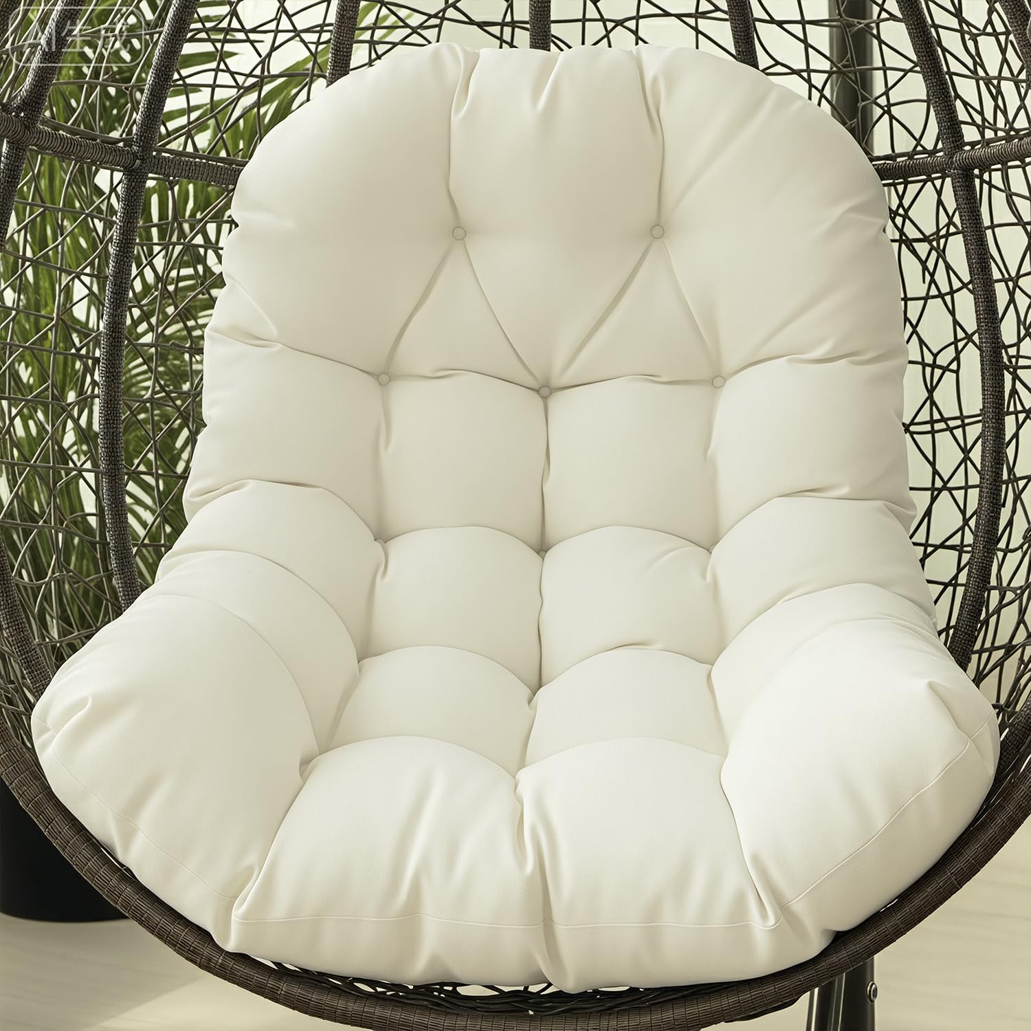 STAYDEN Egg Chair Cushion white front view for outdoor lounging comfort.