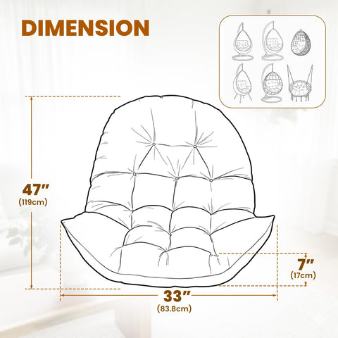 STAYDEN Egg Chair Cushion white top view showing plush fill and seams.