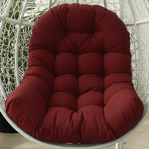 STAYDEN Egg Chair Cushion wine red on patio for lounging
