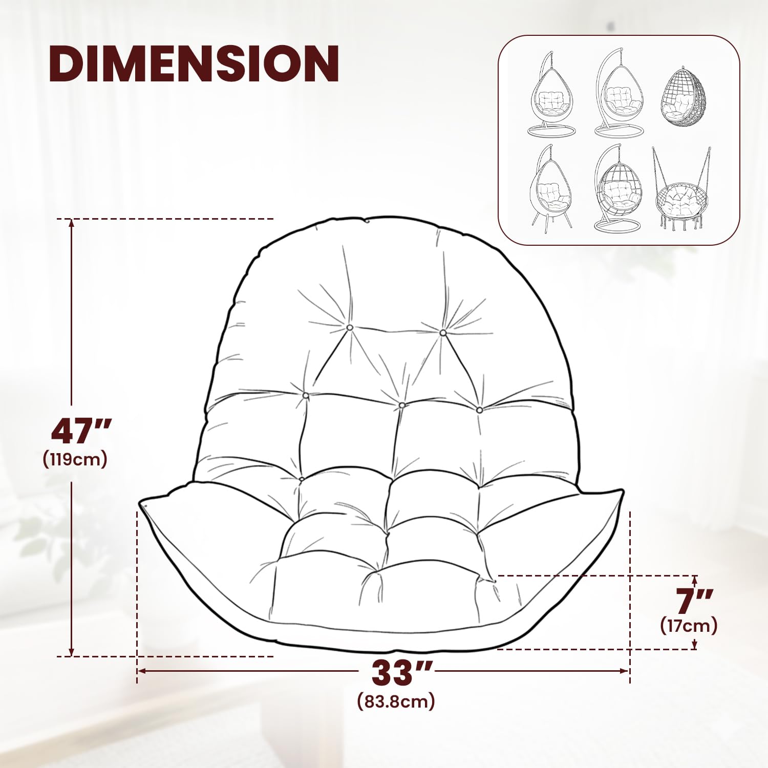STAYDEN cushion features non-slip back with strap system