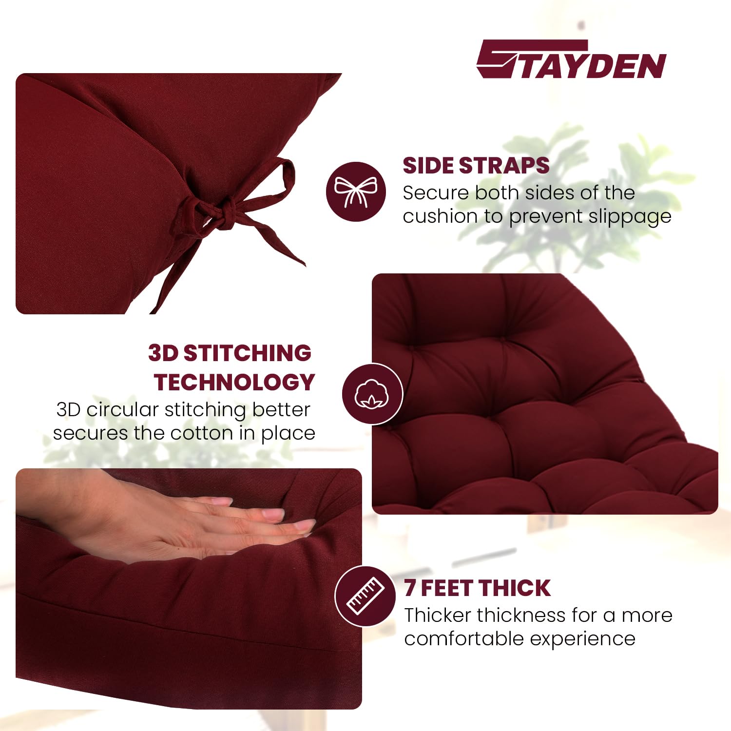 STAYDEN cushion with two extra straps secures to chaise