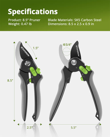 STAYGROW pruning shears compact design for pocket storage