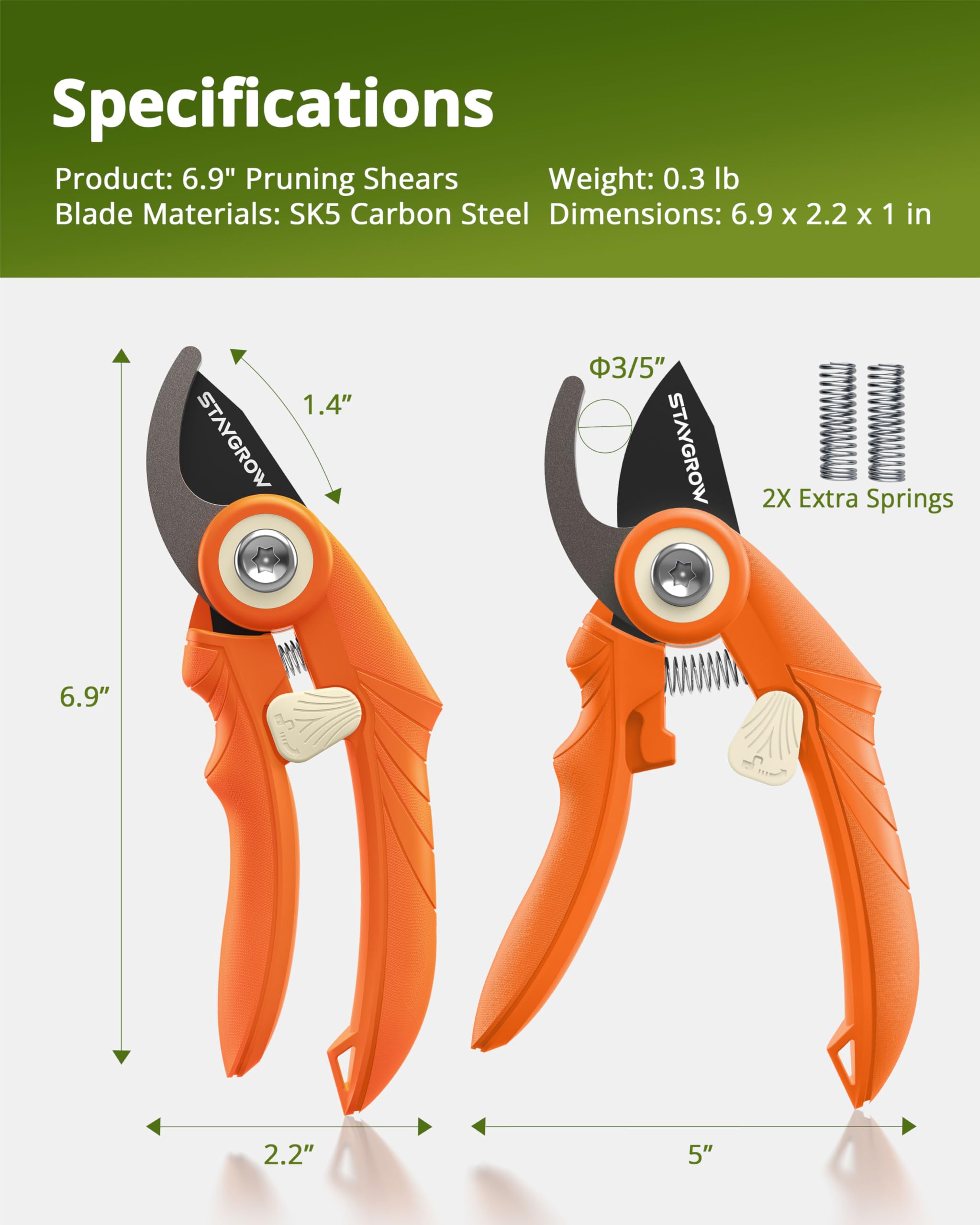 STAYGROW pruning shears in action, smooth cutting motion and efficient performance.