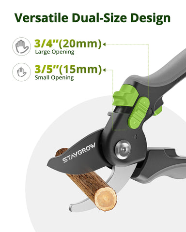 StayGROW pruning-shears-safety-lock secures blades when stored away.