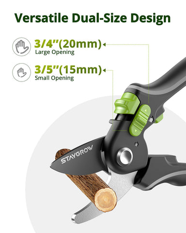 STAYGROW safety lock keeps blades securely closed when not in use.