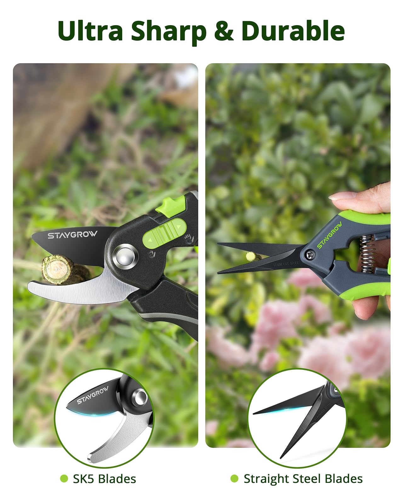 STAYGROW straight trimming scissors 6.5-inch deliver clean edge pruning for small stems.