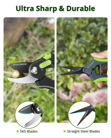 STAYGROW straight trimming scissors 6.5-inch deliver clean edge pruning for small stems.