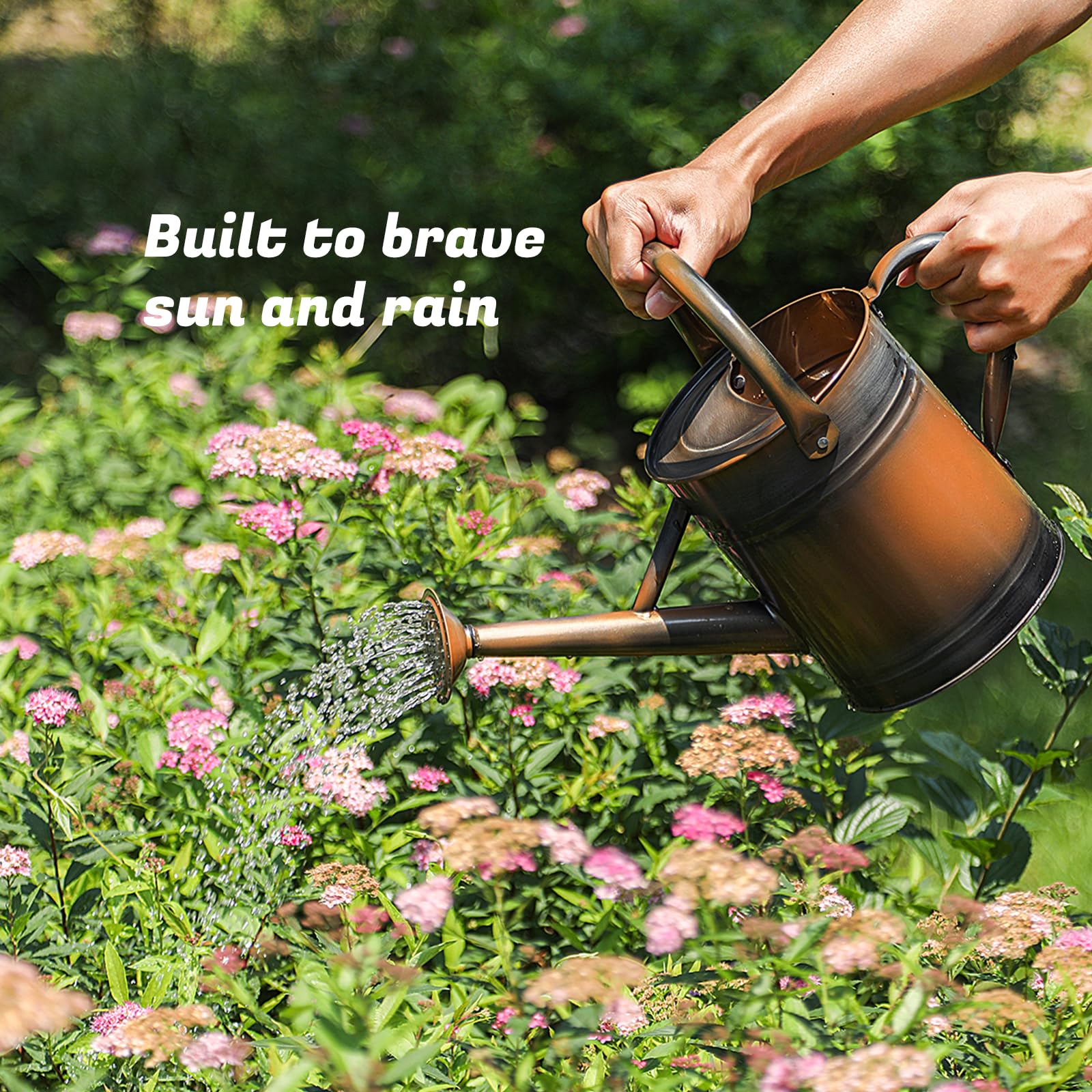 Stdemarzo galvanized steel watering pot detail highlighting durability.