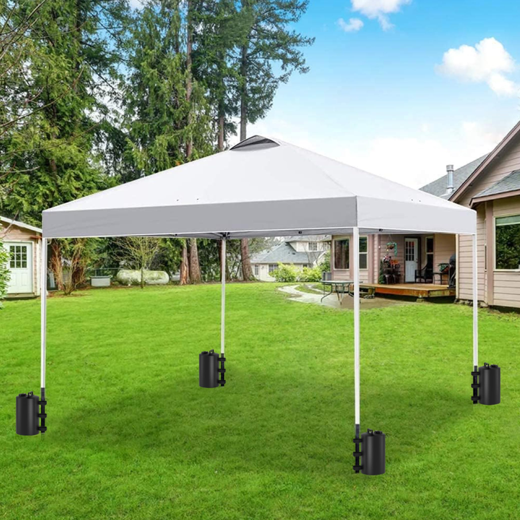 Stdserendi four-pack canopy weights arranged for beach or event use