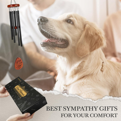 SteadStyle dog memorial wind chime gift box includes condolence card for thoughtful sympathy.