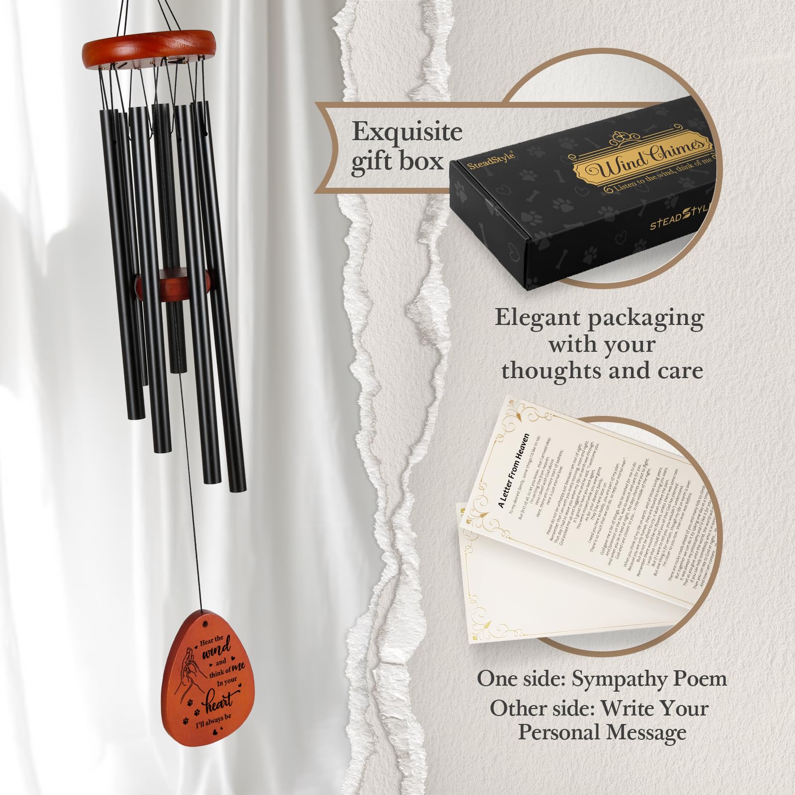 SteadStyle garden and patio display wind chime offers a lasting outdoor tribute.