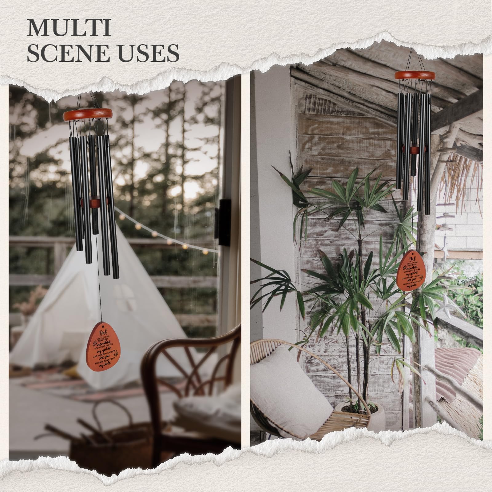 SteadStyle outdoor decor wind chimes on a patio for year-round display.