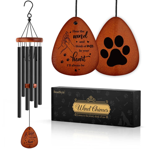 SteadStyle pet memorial wind chime with dog motif, a soothing outdoor tribute for cherished companions.