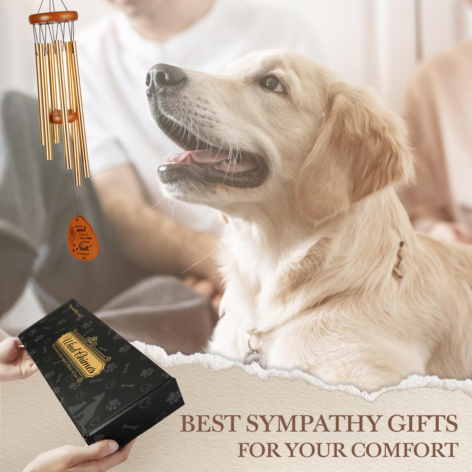 SteadStyle wind chime with condolence card for personal message.