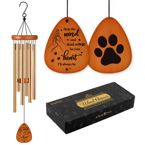 SteadStyle Pet Memorial Wind Chime in gift box, thoughtful sympathy keepsake.