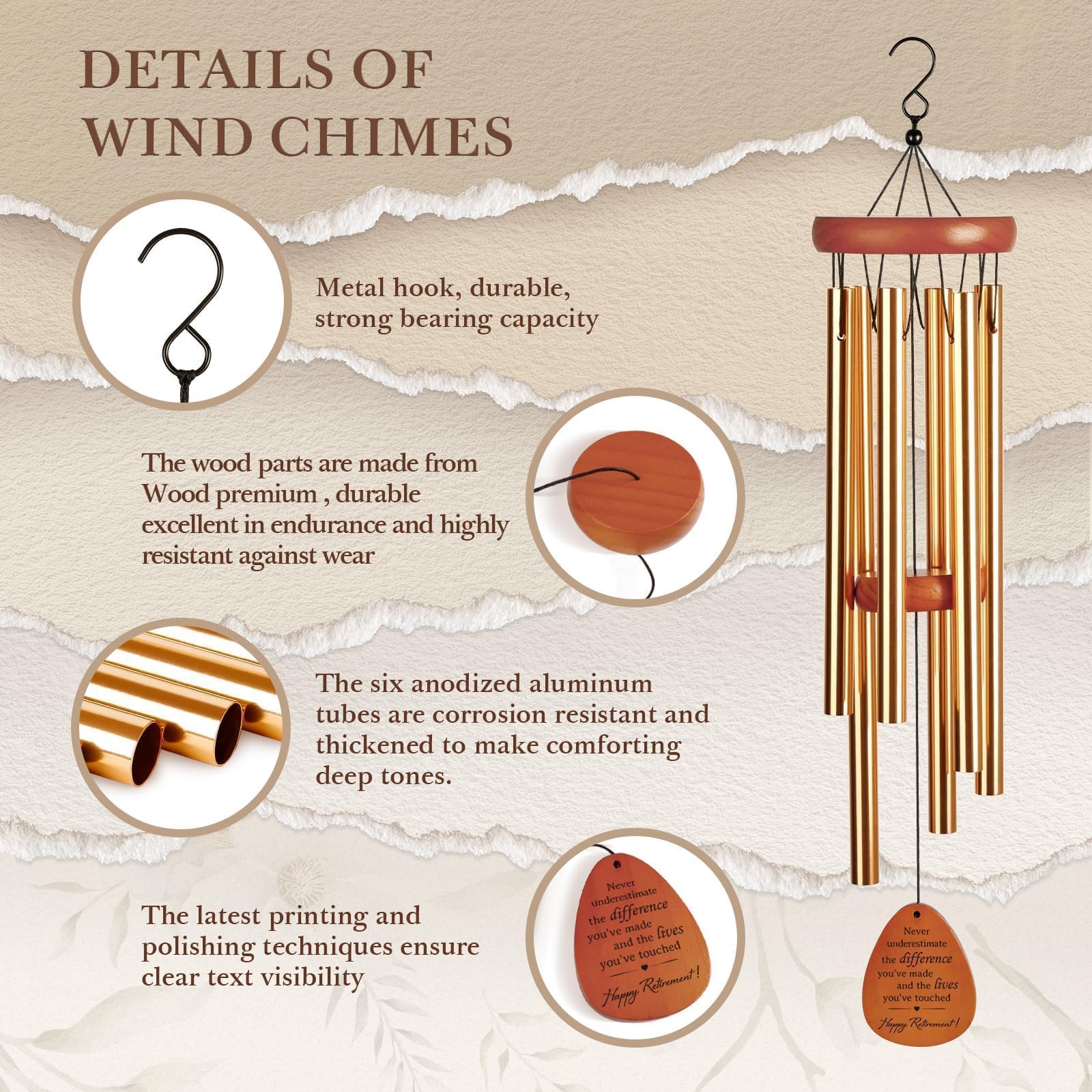 SteadStyle wind chime features aluminum tubes for gentle, long-lasting chimes.