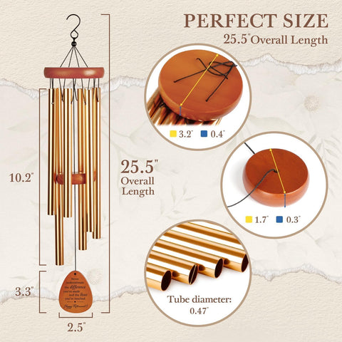 Durable wooden pendants and aluminum tubes on SteadStyle wind chime.