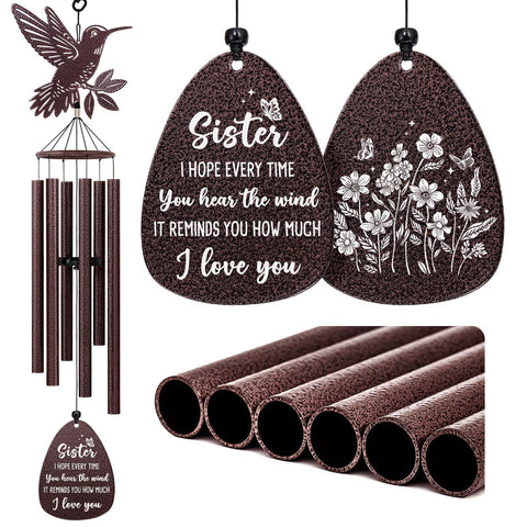 SteadStyle Sister Wind Chime on the top hook adds outdoor charm and sentiment.
