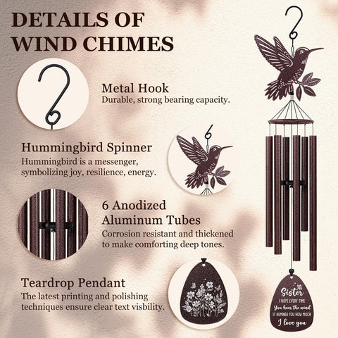 SteadStyle six aluminum tubes offer gentle chime in light breezes.