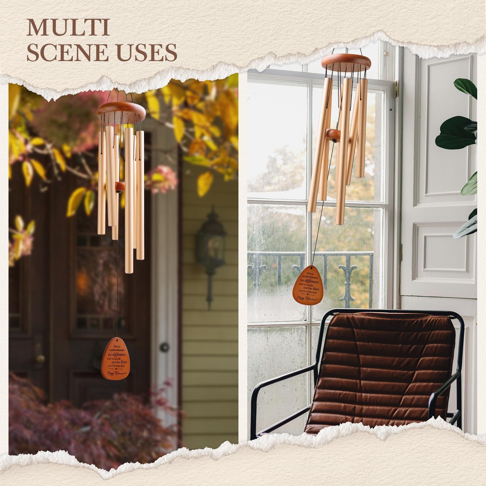SteadStyle wind chime shines in sunlight, adding charm to outdoor areas.