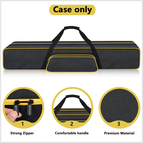 Steadtep pole saw bag front pocket organizes batteries and chargers for quick access