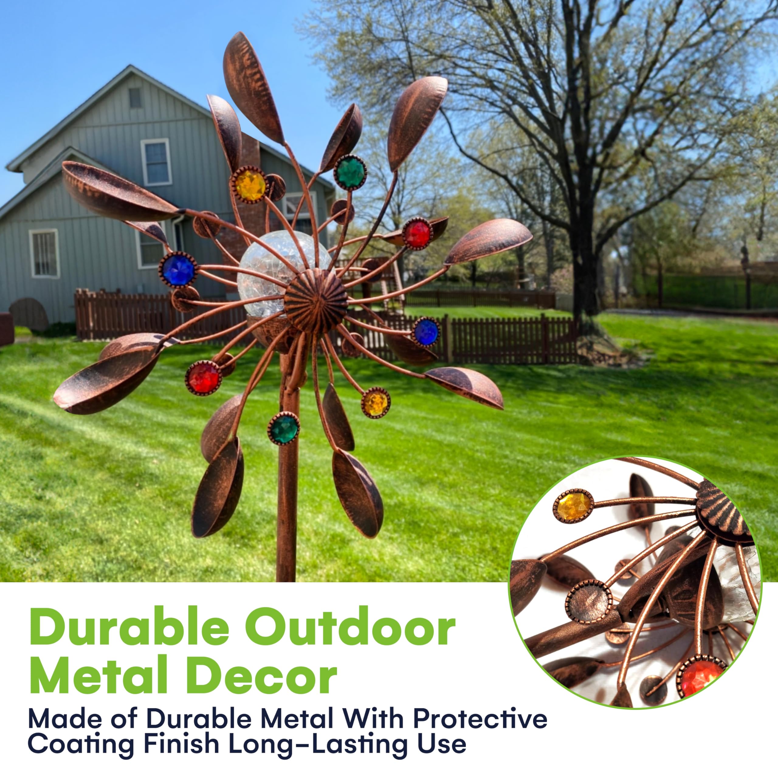 SteadyDoggie wind spinner dual-direction blades create dynamic motion