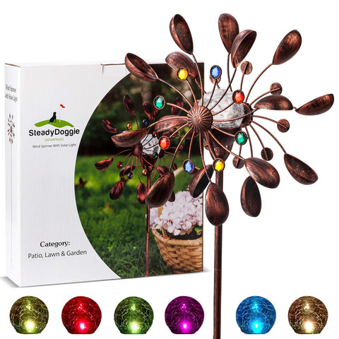 SteadyDoggie Jewel Cup wind spinner glass ball glowing at night for ambiance