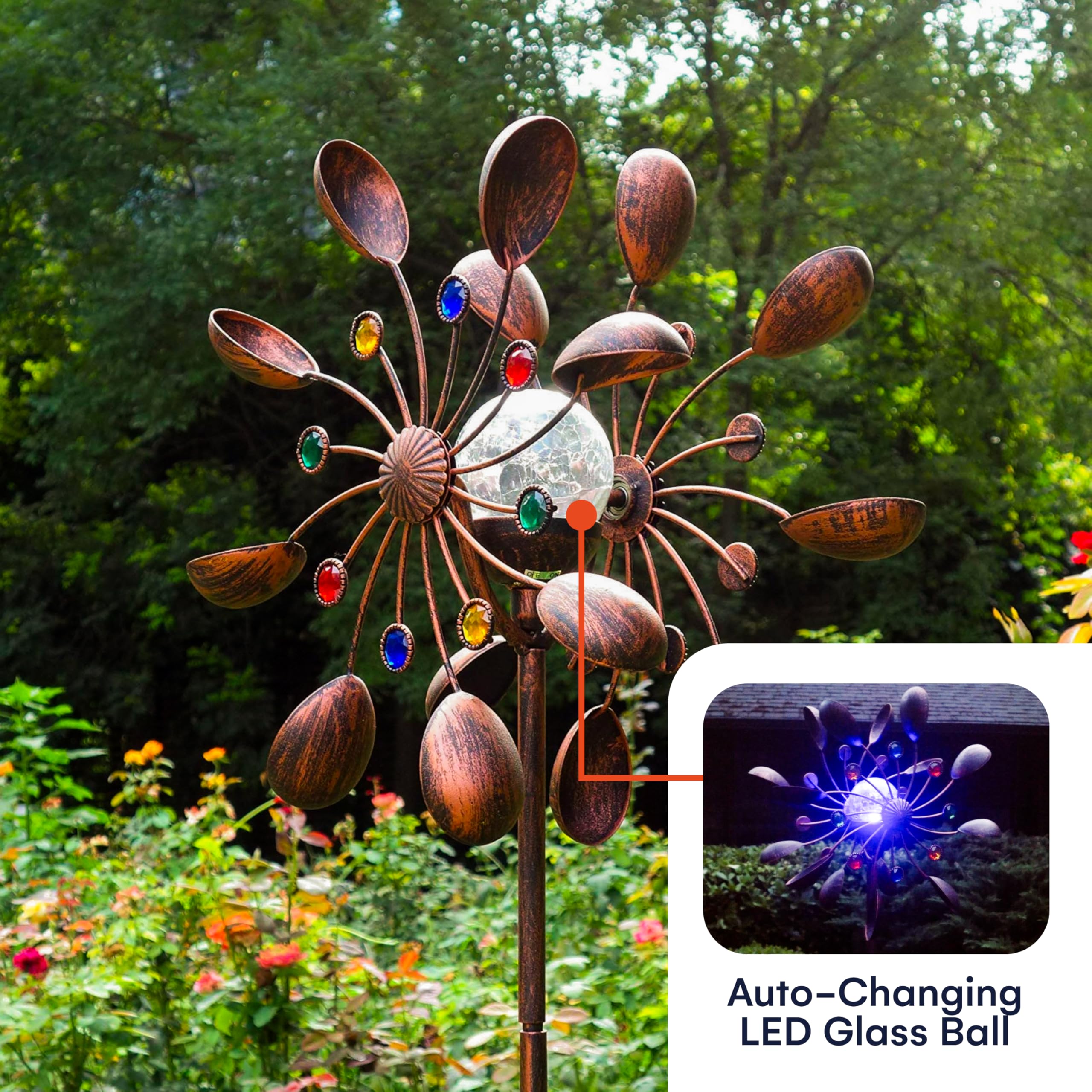 SteadyDoggie LED night glow enhances evening garden ambiance