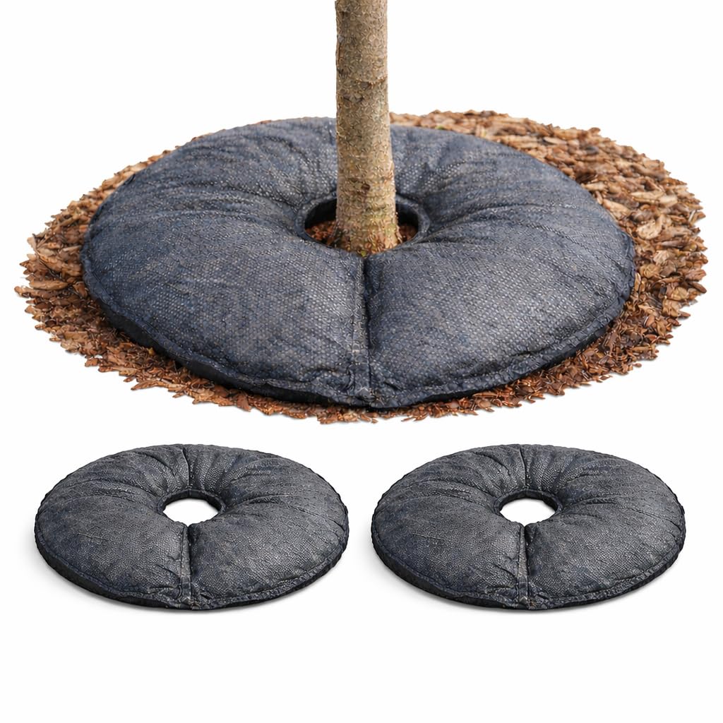 SteadySpring 24-inch tree mat front view shows consistent moisture delivery for root balls.
